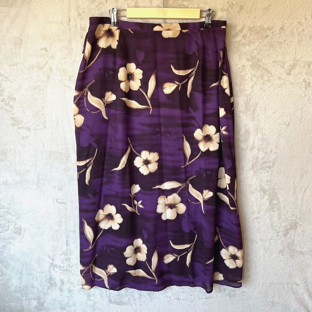 Lane‎ Bryant Design & Co Purple Floral Lined Midi Maxi Skirt Women's Size 18/20
